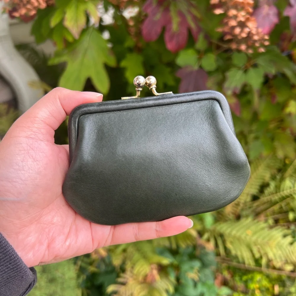 Coach | Bags | Vintage Coach Bottle Green Leather Kisslock Coin